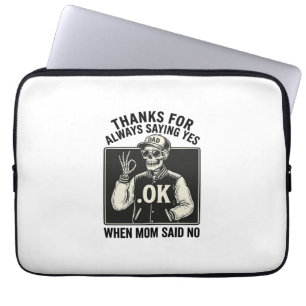 Funny Skeleton Dad Saying Yes Vintage T-Shirt Desi Laptop Sleeve