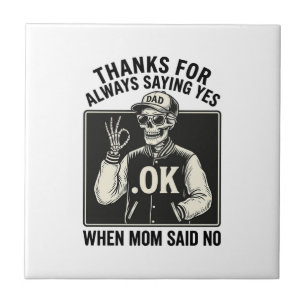 Funny Skeleton Dad Saying Yes Vintage T-Shirt Desi Tile