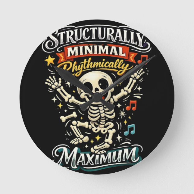  Funny Skeleton Dancing Halloween  Round Clock (Front)