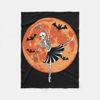 Funny Skeleton Dancing Llet Lovers Spooky Hallowee Fleece Blanket