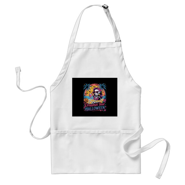 Funny Skeleton Dreamin' 'Bout Halloween Summerween Standard Apron (Front)