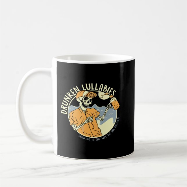 Funny Skeleton Drink Beer Drunken Lullabies Beer D Coffee Mug (Left)