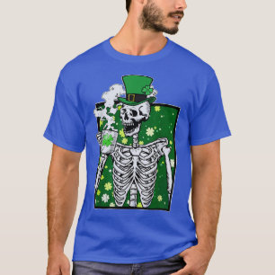 Funny Skeleton Drinking Coffee St Patricks Day 202 T-Shirt