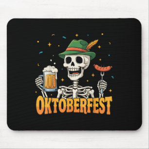 Funny Skeleton Drinking German Beer Men Women Mouse Pad