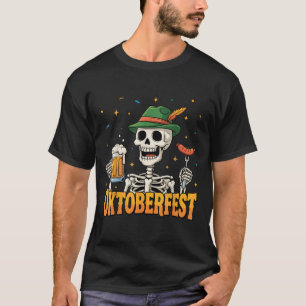 Funny Skeleton Drinking German Beer Men Women T-Shirt