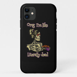 Funny Skeleton Drinking I'm literally Dead Coffee Case-Mate iPhone Case