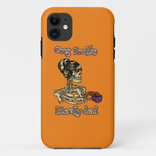 Funny Skeleton Drinking I'm literally Dead Coffee Case-Mate iPhone Case