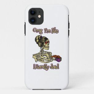 Funny Skeleton Drinking I'm literally Dead Coffee Case-Mate iPhone Case