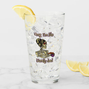 Funny Skeleton Drinking I'm literally Dead Coffee Glass