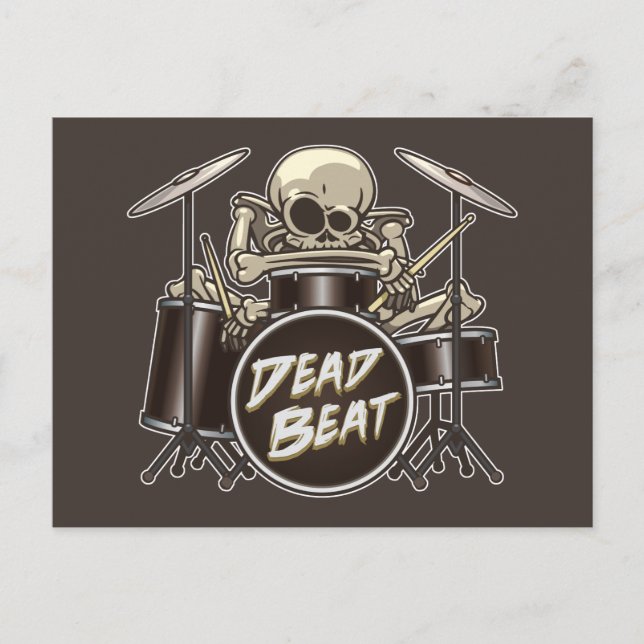 Funny Skeleton Drummer Postcard (Front)