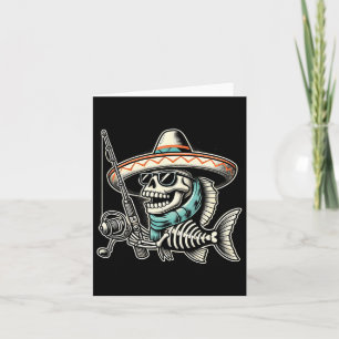 Funny Skeleton Fish Sombrero Fishing Crew Gifts  Card