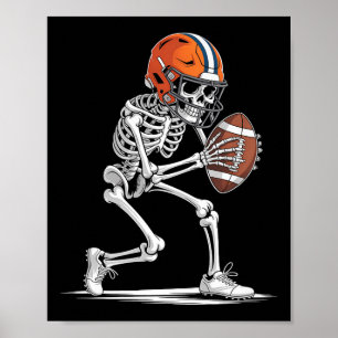 Funny Skeleton Football Halloween Costume Boys Kid Poster