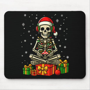 Funny Skeleton Game Controller Xmas Lights Men Wom Mouse Pad