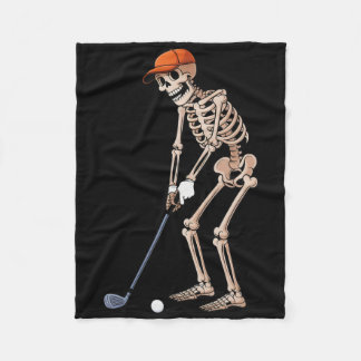 Funny Skeleton Golf Player Golfer Men Dad Hallowee Fleece Blanket