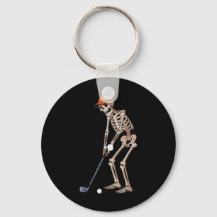 Funny Skeleton Golf Player Golfer Men Dad Hallowee Key Ring