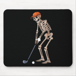 Funny Skeleton Golf Player Golfer Men Dad Hallowee Mouse Pad