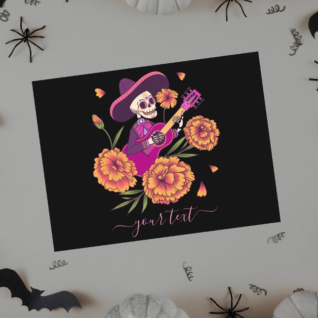 Funny Skeleton Guitar Dia de los Muertos Postcard (Creator Uploaded)