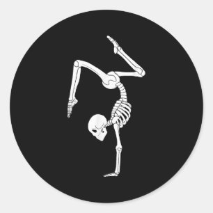 Funny Skeleton Gymnastics Halloween Costume Soky G Classic Round Sticker