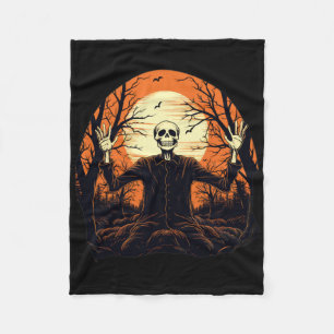 Funny Skeleton Halloween For Men Women Fleece Blanket