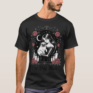 Funny Skeleton Halloween Pug Mum Tarot Card T-Shirt