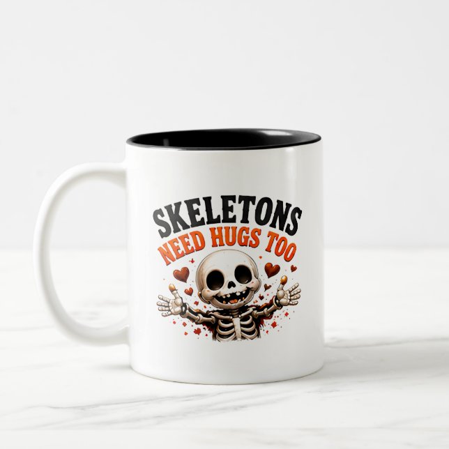 🤍 Funny Skeleton Halloween Saying 💀 Two-Tone Coffee Mug (Left)