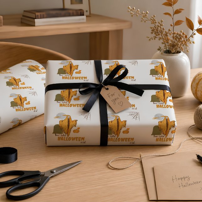 Funny Skeleton Halloween Wrapping Paper (Creator Uploaded)