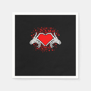 Funny Skeleton Hand Heart Valentines Day Napkin