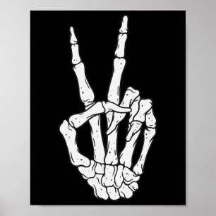 Funny Skeleton Hands Peace Sign Love Halloween Cos