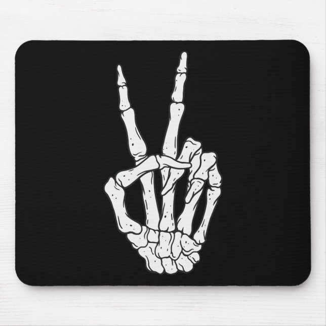 Funny Skeleton Hands Peace Sign Love Halloween Cos Mouse Pad (Front)
