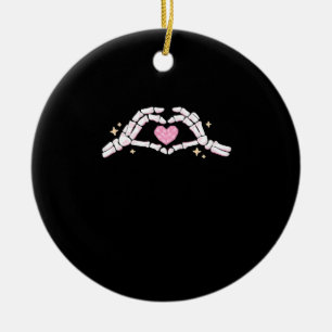 Funny Skeleton Heart Hands Creative Vibe Ceramic Tree Decoration