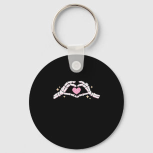 Funny Skeleton Heart Hands Creative Vibe Key Ring