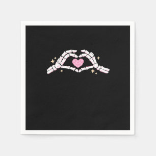 Funny Skeleton Heart Hands Creative Vibe Napkin