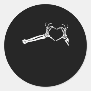 Funny Skeleton Heart Hands Halloween Costume Classic Round Sticker