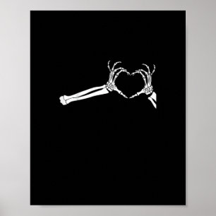 Funny Skeleton Heart Hands Halloween Costume Poster