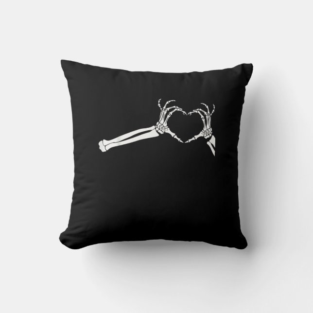 Funny Skeleton Heart Hands. Halloween Costume Skel Cushion (Front)
