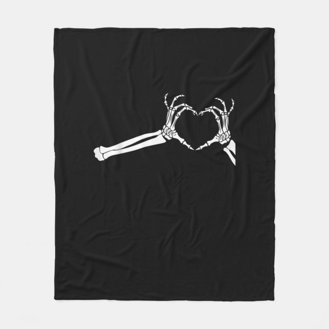 Funny Skeleton Heart Hands. Halloween Costume Skel Fleece Blanket (Front)