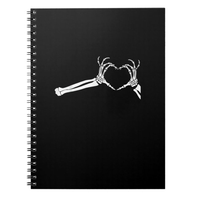 Funny Skeleton Heart Hands. Halloween Costume Skel Notebook (Front)