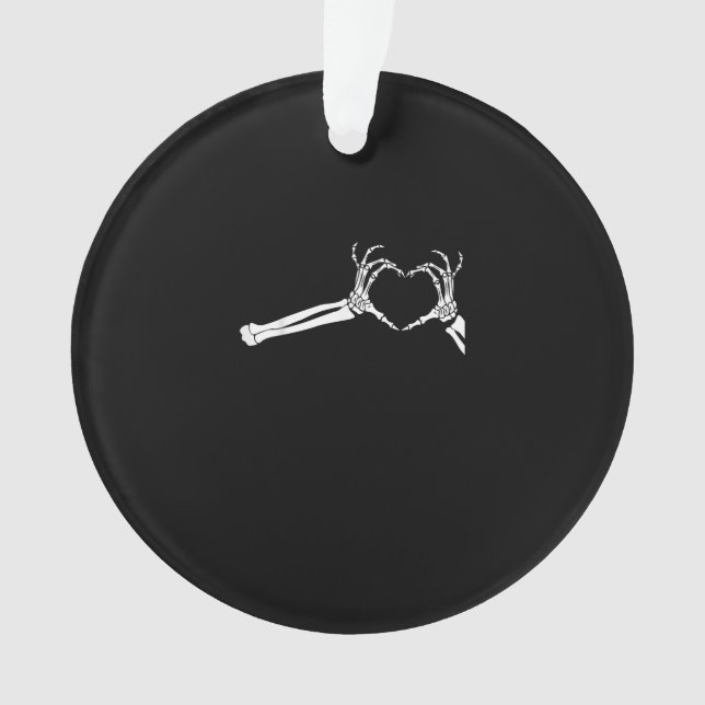 Funny Skeleton Heart Hands. Halloween Costume Skel Ornament (Front)