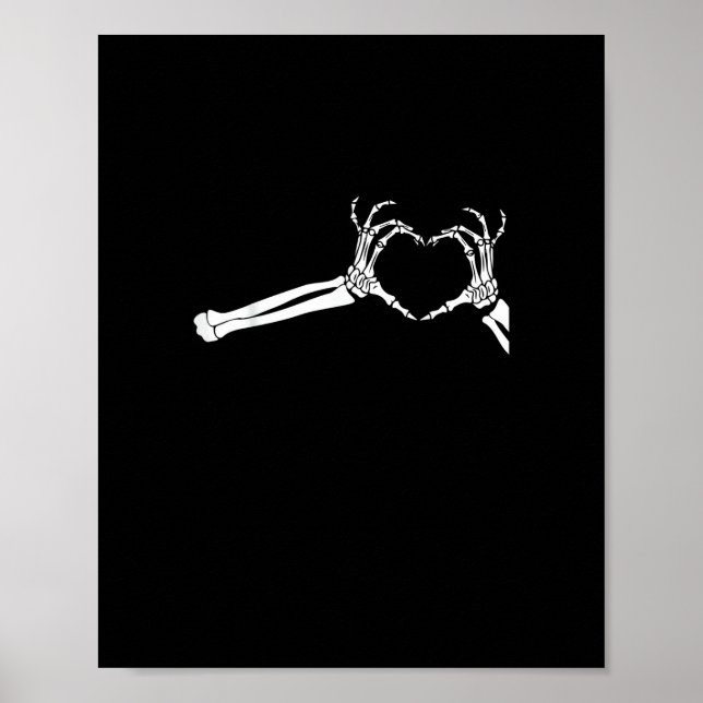 Funny Skeleton Heart Hands. Halloween Costume Skel Poster (Front)