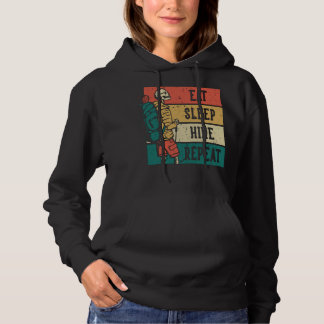 Funny skeleton hiking, eat sleep hike repeat hoodie