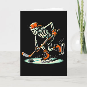 Funny Skeleton Hockey Halloween For Ice Hockey Lov Card