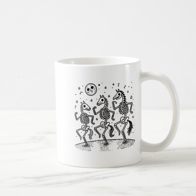 Funny Skeleton Horse Dancing Halloween Horse Lover Coffee Mug (Right)