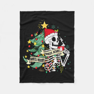 Funny Skeleton Hot Cocoa Sorta Merry Sorta Y Soky  Fleece Blanket