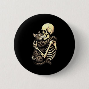 Funny Skeleton Hugging Cat Halloween Cat Lover Mom 6 Cm Round Badge