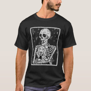 Funny Skeleton Hugs Cocker Spaniel Halloween Dog T-Shirt
