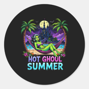 Funny Skeleton Ice Cream Hot Ghoul Summer Summerwe Classic Round Sticker