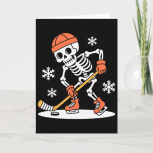 Funny Skeleton Ice Hockey Halloween (1) Card