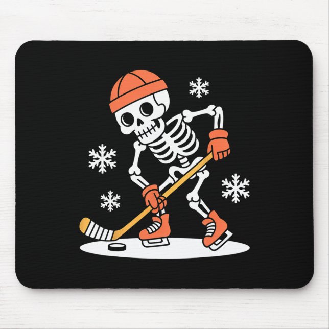 Funny Skeleton Ice Hockey Halloween (1)  Mouse Pad (Front)