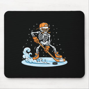 Funny Skeleton Ice Hockey Halloween Spooky Player Mouse Pad