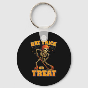 Funny Skeleton Ice Hockey Player Halloween Costume Key Ring